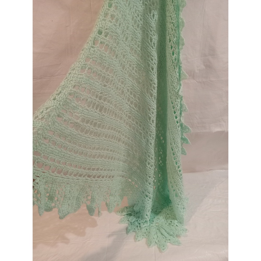 Handmade Mint Green Knit Triangle baby blanket